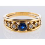 An 18ct yellow gold sapphire & diamond ring,