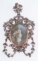 A 19th Century Continental portrait miniature pendant,