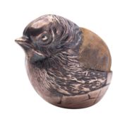 An Edwardian silver chick novelty pin cushion by Sampson Mordan & Co Ltd, Chester 1909? mark rubbed,