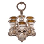 A late George III silver hexafoil egg stand by Smith, Tate & Co.