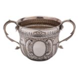 A George V silver porringer makers mark rubbed, London 1911, in the William and Mary style,