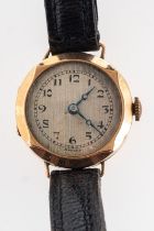 A 9ct gold 1930s wristwatch the movement stamped Swiss Made,