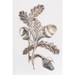 Geoffrey G Bellamy, for Ivan Tarratt, a silver acorn & foliage designed brooch, signed to verso,