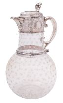 A Victorian silver and glass claret jug by W. & G.