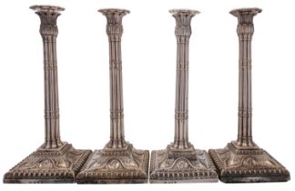 A set of four George III silver candlesticks possibly by John Carter II, London 1770 & 1771,
