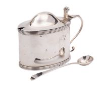 A George III silver oval mustard pot by Peter, Ann & William Bateman London 1804, of oval form,