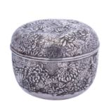 A Japanese silver bowl and cover, Meiji period, of circular form,