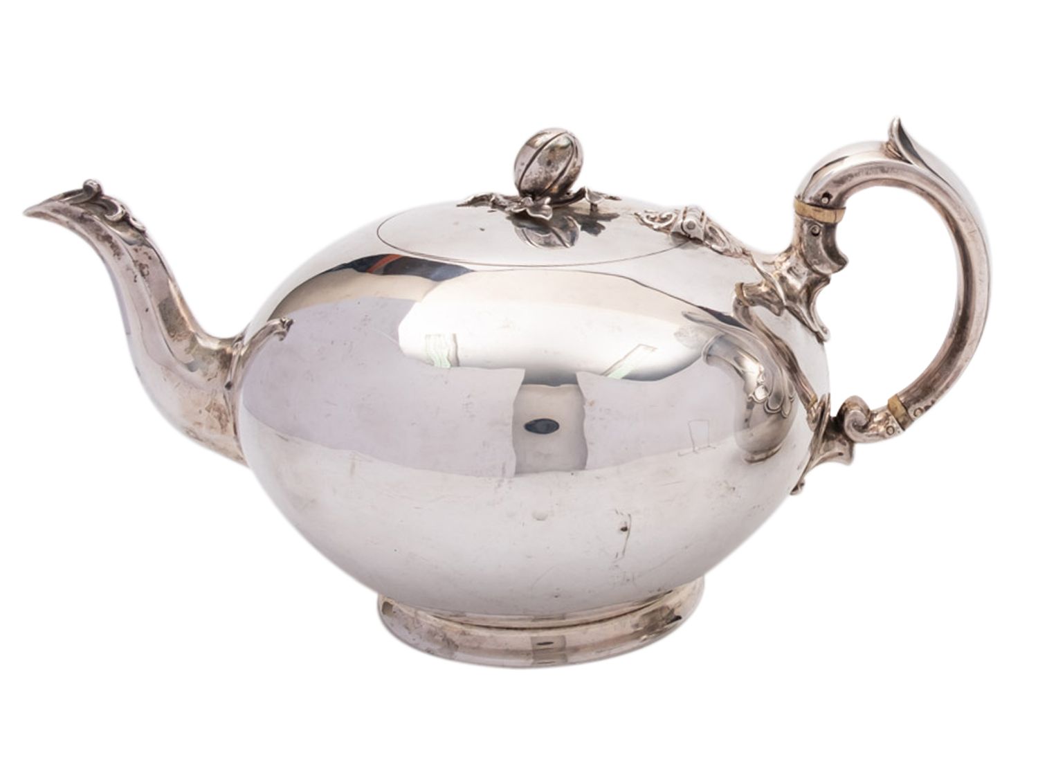 A Victorian silver tea pot by Edward, John & William Barnard, London 1851, of plain melon shape,