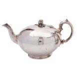 A Victorian silver tea pot by Edward, John & William Barnard, London 1851, of plain melon shape,