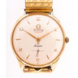 Titus a gentleman's gold-plated wristwatch the cream dial with raised baton and Arabic numerals,