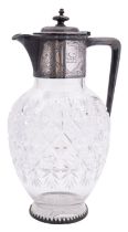 A Victorian silver and cut glass claret jug by Henry Atkin, Sheffield 1890,