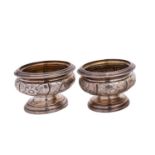 A pair of George IV silver salts by William Brown, London 1827, of circular form,