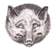 A Victorian silver fox head pin tray by John Aldwinckle & Thomas Slater, London 1887, 10.