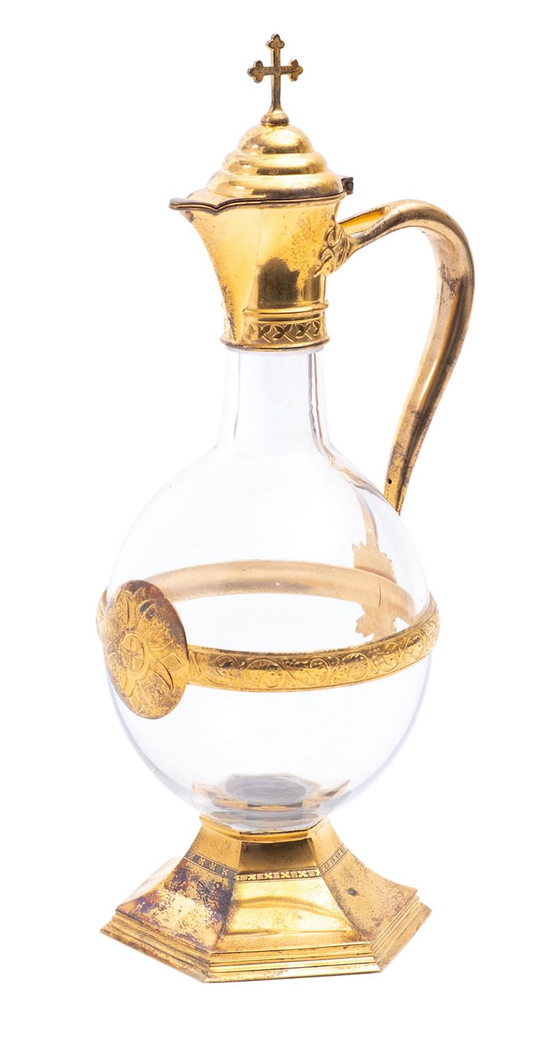 An American silver gilt and glass sacramental wine ewer by Gorham, Providence 1887, - Image 3 of 4