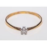 An Art Deco single stone ring, set with an old brilliant-cut diamond,