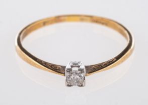 An Art Deco single stone ring, set with an old brilliant-cut diamond,