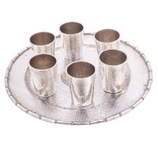 A set of six early 20th century Chinese Export silver Vodka cups, marks to base- unidentified,
