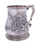 A George II silver mug by Benjamin West, London 1742, of baluster form,