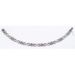 An 18ct white gold fancy link bracelet, push in clasp & figure of eight safety clasp, length 16.