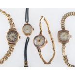 Tudor, a 9ct gold lady's wristwatch and three other cocktail watches,