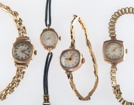 Tudor, a 9ct gold lady's wristwatch and three other cocktail watches,