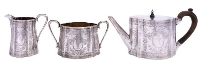 A Victorian three piece silver tea service by Edward, Edward junior, John & William Barnard,