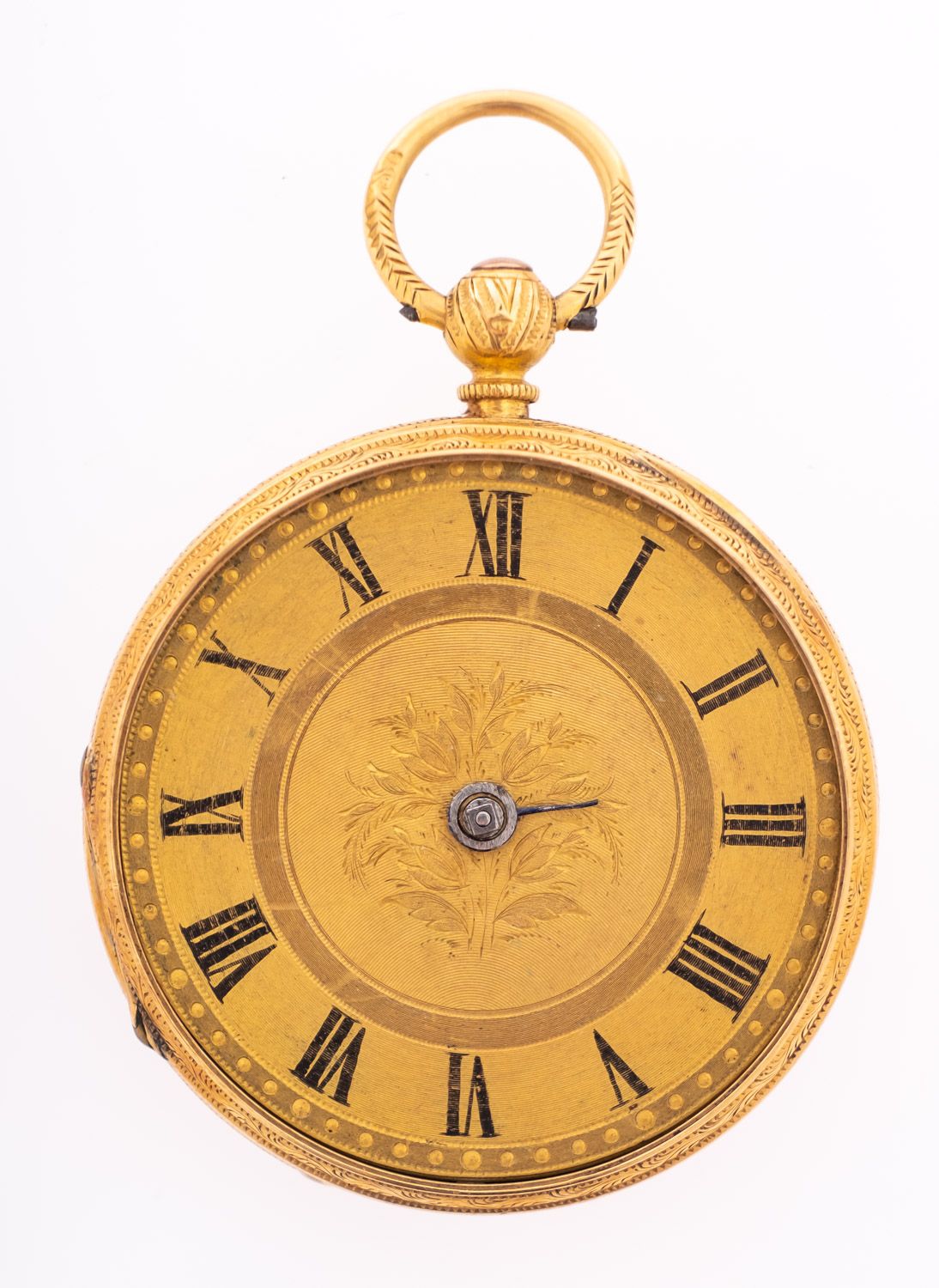 Rotherham, Coventry an 18ct gold pocket watch the gold dial having black Roman numerals,