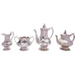 A Victorian four piece silver tea and coffee service by Edward & John Barnard, London 1853,