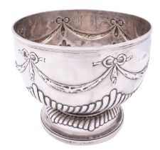 A late Victorian silver rose bowl, maker's mark rubbed, London 1890,