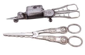 A George III silver mounted steel wick trimmer by Wilkes & John Booth, London circa 1810,