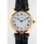 Cartier Vendome a 9ct gold lady's wristwatch the white dial with black Roman numerals and signed
