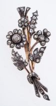 A Victorian flower and foliate spray brooch, set with old-cut diamonds, pin and safety catch,