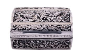 A Chinese Export silver cricket casket by Da Fu (Tai Fook), French Indo- China (Vietnam),