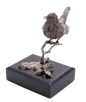 An Italian silver model of a wren, Florence post 1968 .