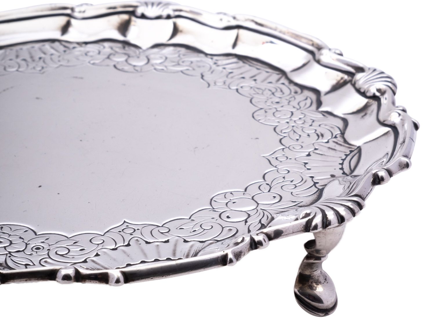 A George II or III Scottish silver salver possibly by David Warnock, - Image 3 of 3