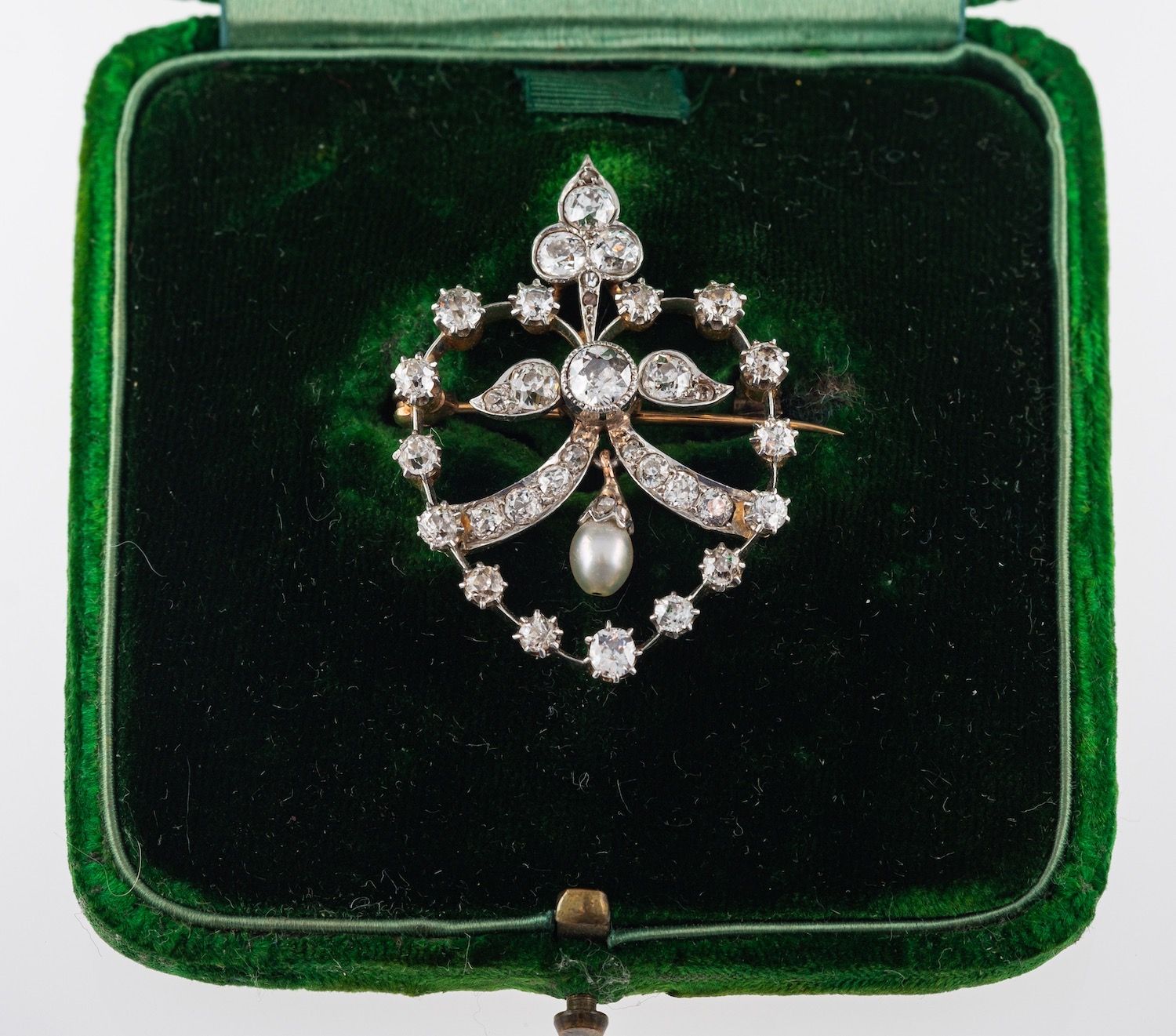 A Belle Epoque diamond & pearl brooch, - Image 2 of 3