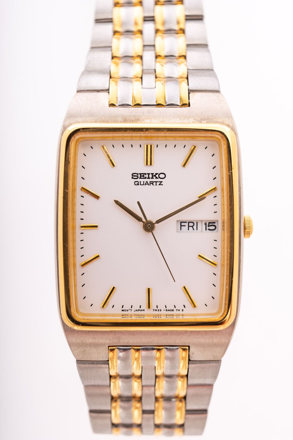 Seiko Kinetic a gentleman's stainless-steel wristwatch the rectangular dial signed Seiko Quartz