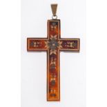 A Victorian pique tortoiseshell pendant cross,