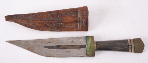 An Indo-Persian horn handled dagger, the