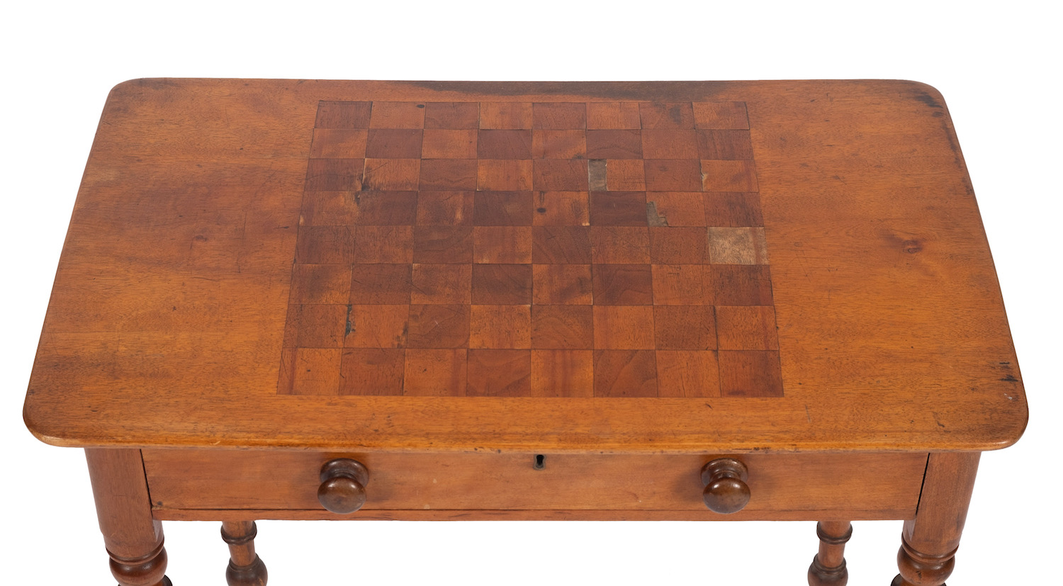 A Victorian walnut and parquetry games t - Image 2 of 2