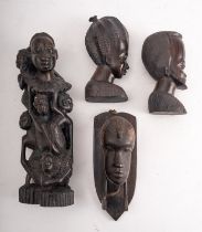 Four African carved ebony figural models