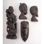 Four African carved ebony figural models