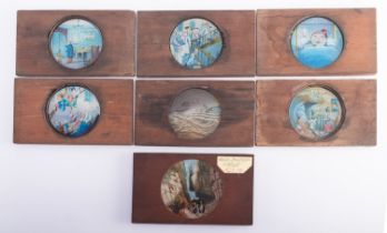 A group of six mahogany framed hand pai