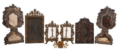 A pair of cast brass photograph frames,