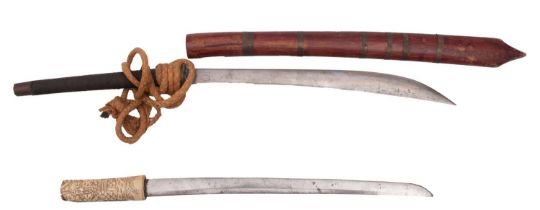 A Burmese Dha short sword, the shaped si