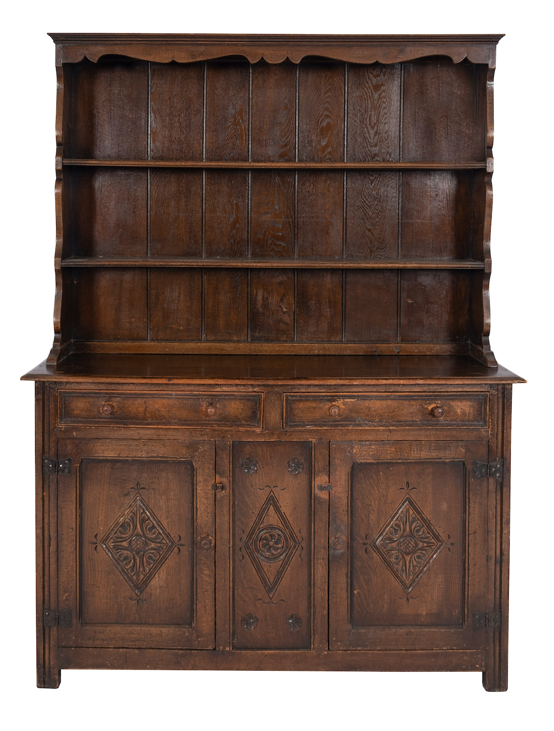 An oak dresser in late 17th century taste,