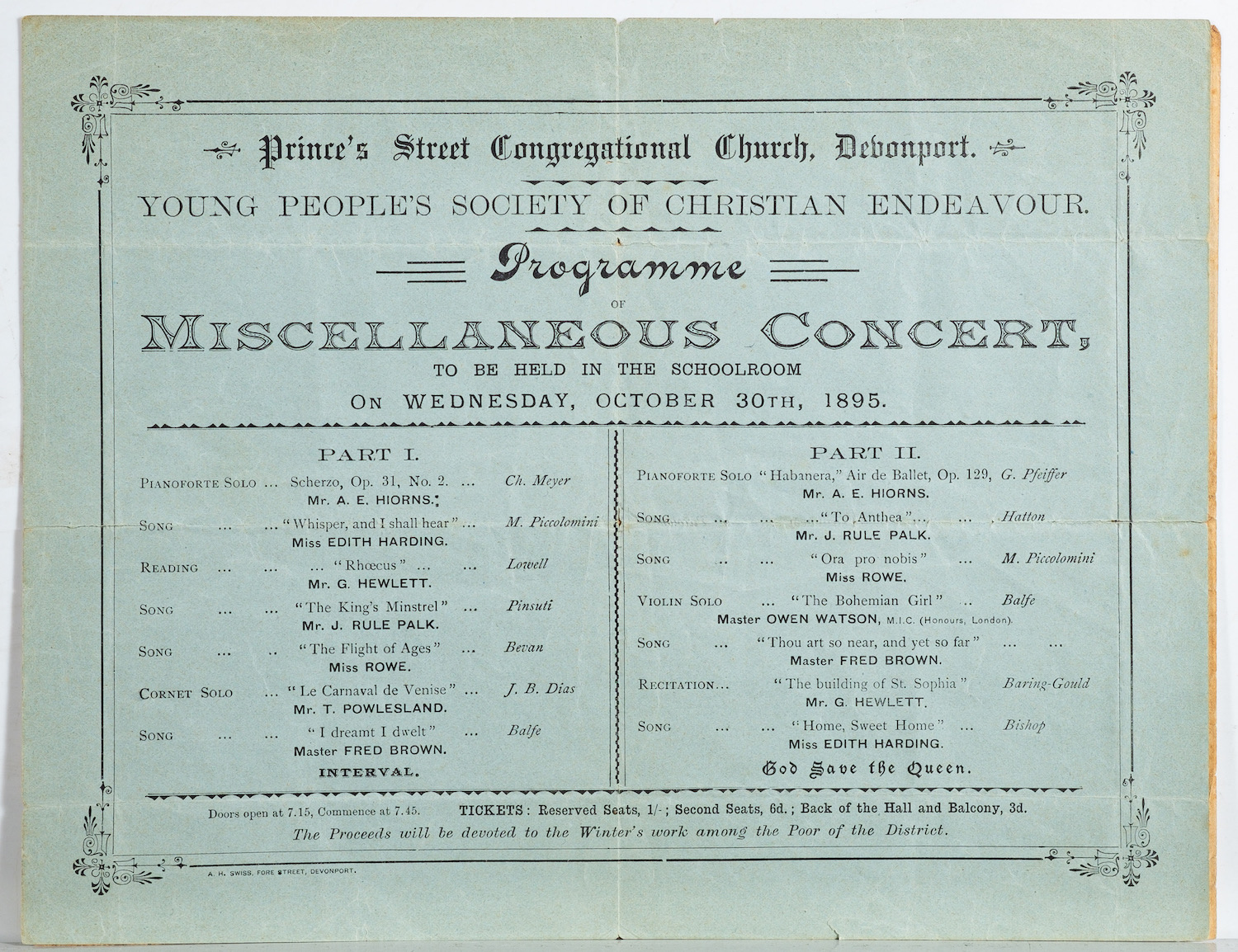 THEATRE BILLS. A Grand Nautical & Miscellaneous Concert, Public Hall Devonport, Nov. - Image 3 of 6