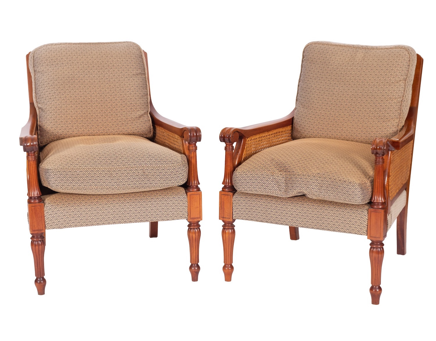 A mahogany and canework bergere suite in 19th century taste, by Brights of Nettlebed, - Image 2 of 2