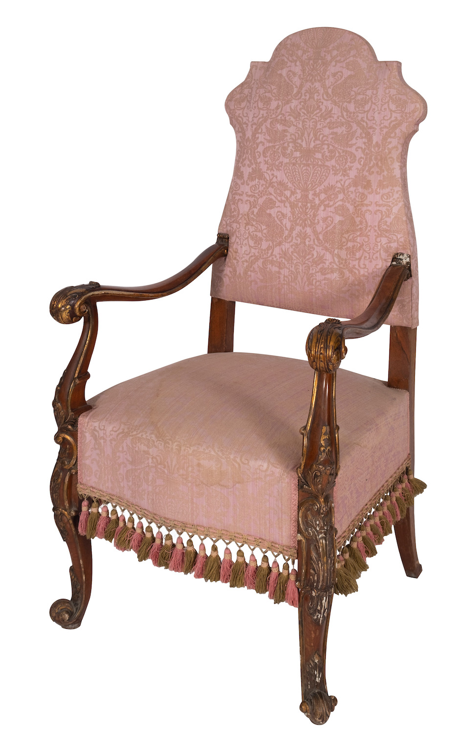 A mahogany and upholstered elbow chair i