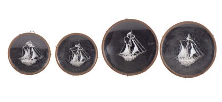 A set of four 19th century cased glass f